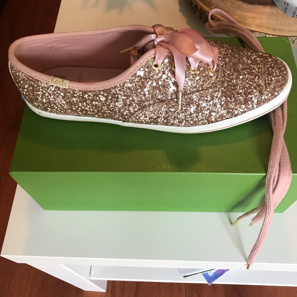 Kate spade rose gold glitter keds